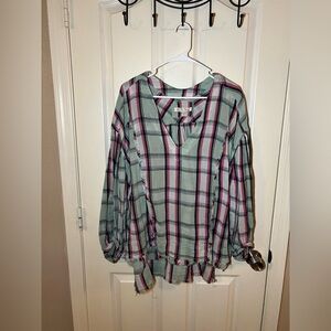 We The Free Solstice Plaid Top Medium